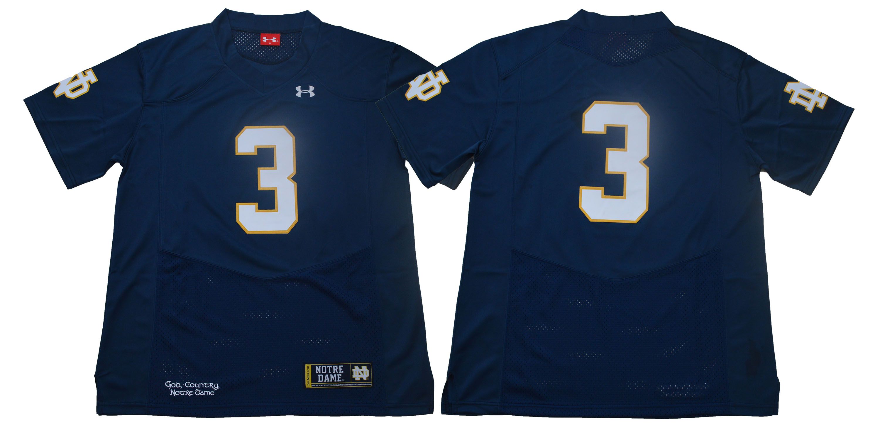 Men Norte Dame Fighting Irish #3 No name Dark Blue Stitched NCAA Jersey